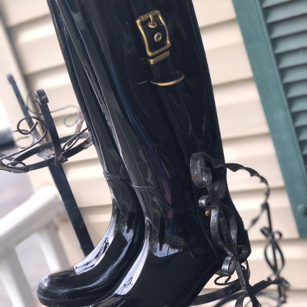 Coach Tasha black equestrian Rain boots